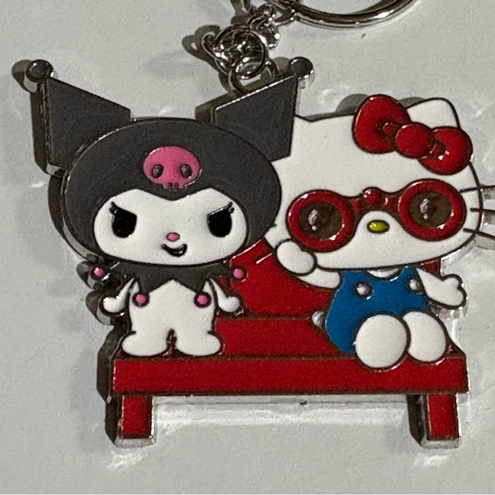 Hello Kitty Kuromi Bench Keychain Sanrio Metal Enamel Charm New
